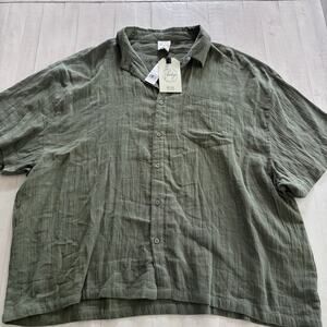 Authentic Wear US Vintage Collection Moss Green 100% Cotton Gauze Button Up XL